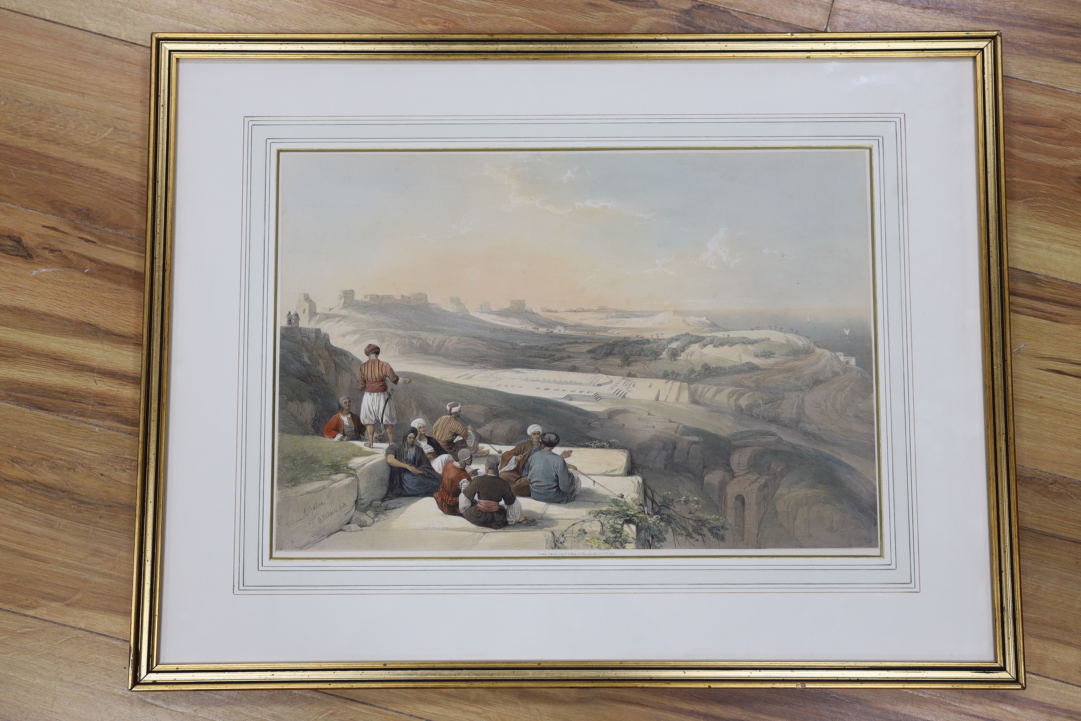 David Roberts (Scottish, 1796-1864), colour lithograph, 'Askelon', publ. F.G. Moon, 1st October 1842, 33 x 48cm
